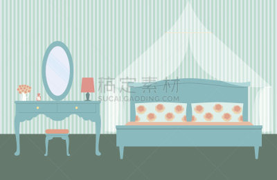 更衣室,绘画插图,卧室,矢量,女人,平坦的,美,穿衣服,公主