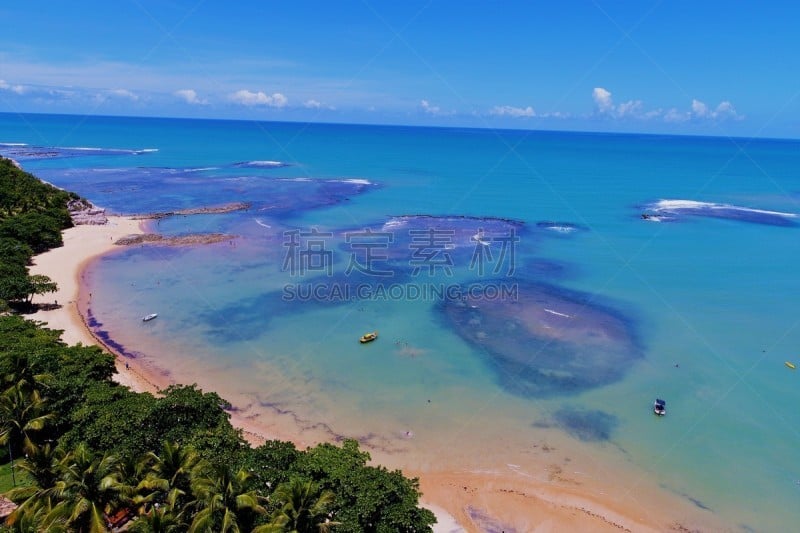 巴西,旅游目的地,海滩,巴伊亚州,热带气候,船,海岸线,泻湖,背景,岩石