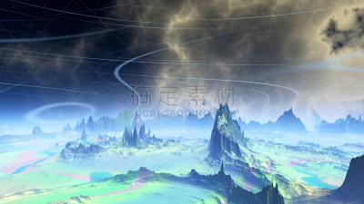 绘画插图,湖,三维图形,行星,外星人,幻想,岩石,萨维奇河,陌生人,原始主义