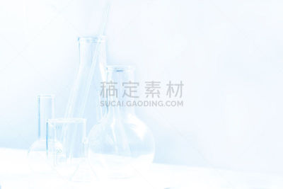 实验室玻璃器皿,浅蓝色,白色背景,水,装管,科学实验,生物化学,实验室,试剂,工业