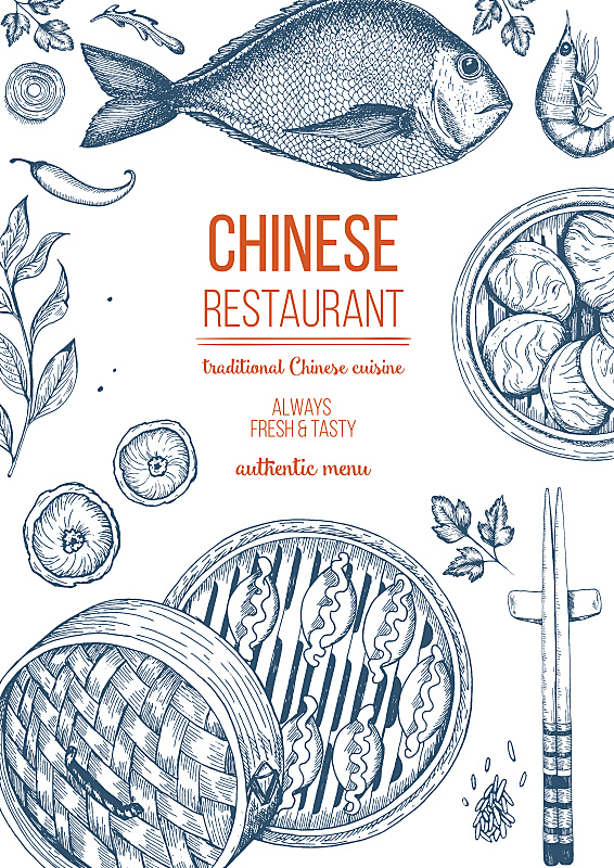 中国食品,绘画插图,边框,矢量,筷子,食品,乱画,餐具,菜单,虾
