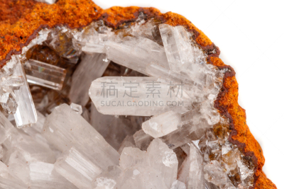 矿物质,异极矿,水晶,白色背景,石头,摇滚手势,大特写,钙,自然界的状态,背景分离