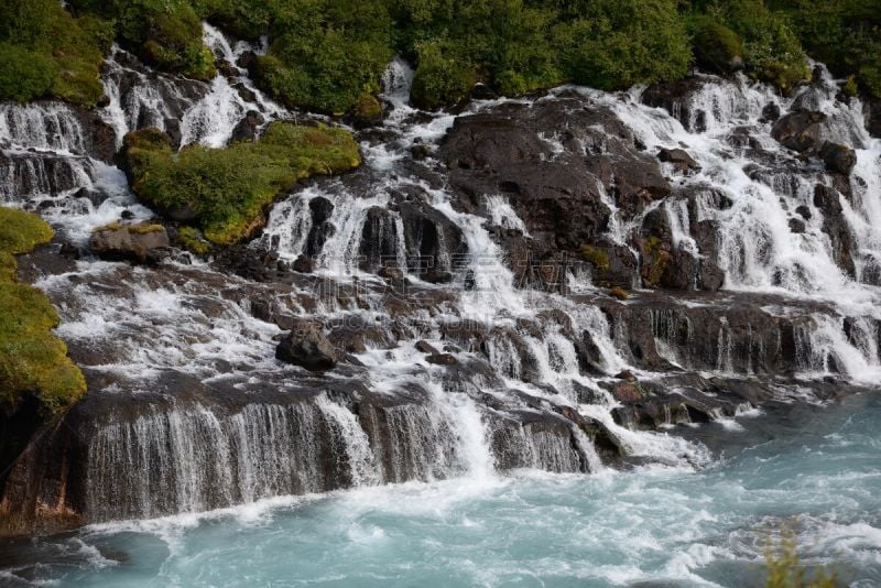 hraunfossar,冰岛国,自然,卡斯科,图像,著名景点,无人,河流,瀑布,户外