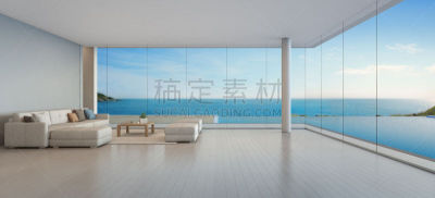 现代,沙发,公寓,海洋,看风景,酒店,游泳池,巨大的,窗户,顶楼公寓