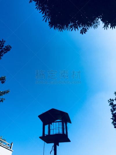 意大利,法诺,小鸟笼,园林,垂直画幅,天空,留白,无人,鸟类,阴影