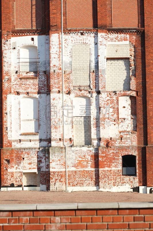 Zugemauerte Fenster an einer Hauswand, Altes Fabrikgebäude, BWK , Bremer Wollkämmerei ,Bremen-Blumenthal, Bremen, Deutschland, Europa