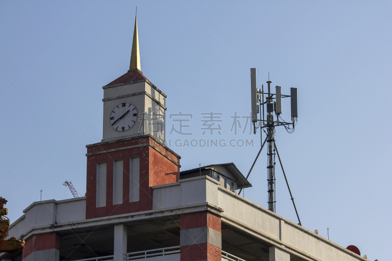 平衡折角灯,橙色,建筑外部,钟塔,纪念碑,天空,古董,水平画幅,无人,婆罗洲岛