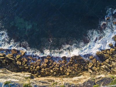 Coogee,岩石,海岸线,水,美,水平画幅,无人,早晨,夏天,海岸地形