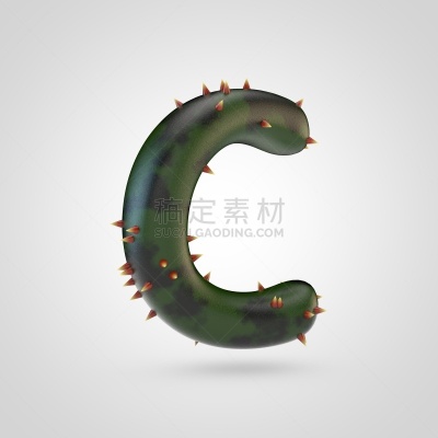 尖的,植物,白色背景,分离着色,英文字母c,美,字母,绘画插图,脊柱,符号
