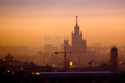 莫斯科,都市风景,建筑业,河堤,塞文塞思特斯,七姐妹,纪念碑,天空,水平画幅,无人