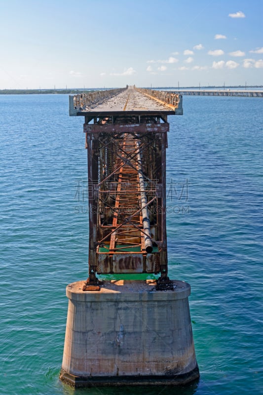 跨海公路,被抛弃的,横截面,巴伊亚宏达州立公园,bahia honda key,佛罗里达群岛,架柱桥,垂直画幅,主干路,无人