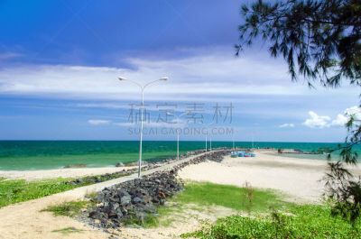 美奈,栈桥码头,海岸线,平顺省,自然,水平画幅,沙子,无人,夏天,户外