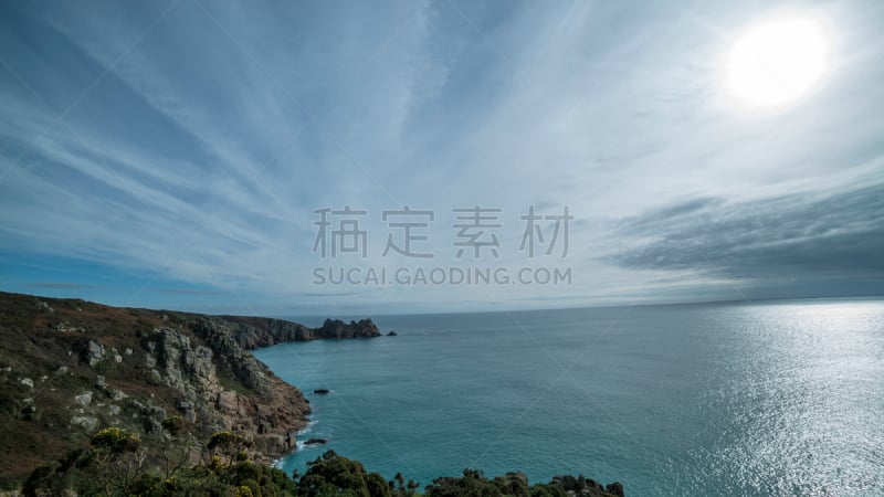 康沃尔,海滩,波斯可诺,米纳克剧场,居住区,天空,水平画幅,云,沙子,无人