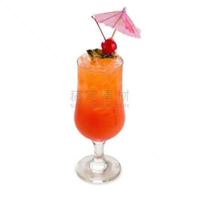 鸡尾酒,菠萝,石榴,西番莲,玻璃杯,白色背景,分离着色,玛格丽特,含酒精饮料,果汁