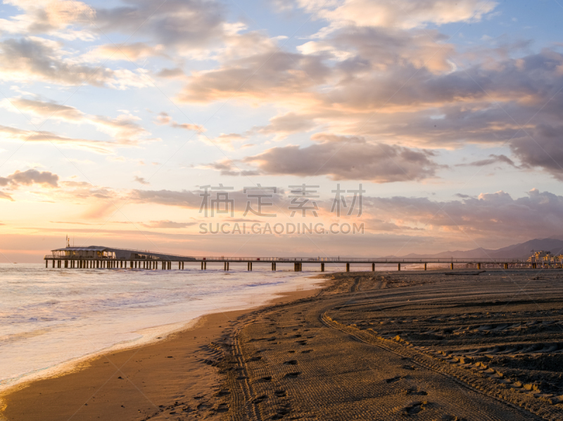 现代,苏打,丽都,码头,风,曙暮光,黄昏,viareggio,海岸线,流水