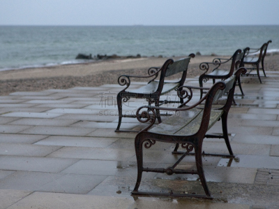 观测点,湿,长椅,黄昏,图像,古典式,雨,2015年,夏天,户外