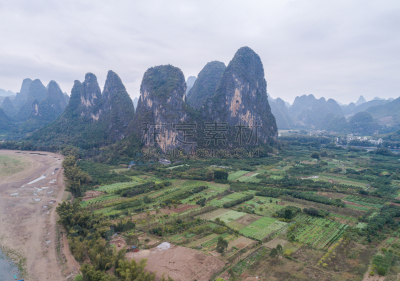 云景,山,农场,航拍视角,在上面,阳朔县,桂林山水,兴平,阳朔,桂林