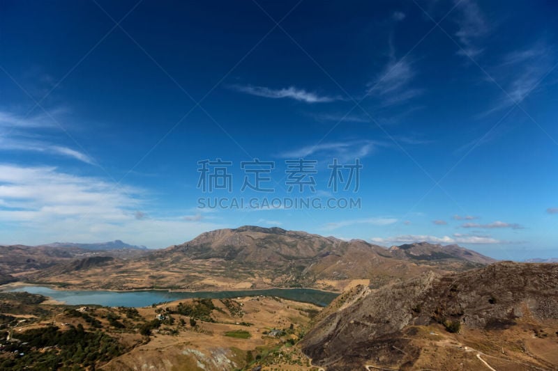 西西里,水,天空,水平画幅,山,无人,火山地形,户外,湖,偏远地区