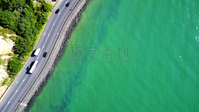 奥克兰,新西兰,公路赛跑,水边,航拍视角,水平画幅,无人,忙碌,行人,户外
