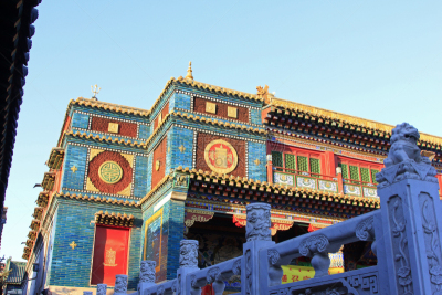 呼和浩特,内蒙古自治区,栏杆,中国,二月,席力图召,大理石,白色,喇麻庙,自立