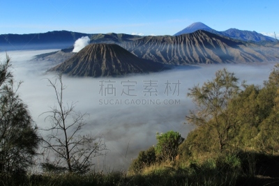 婆罗摩火山,国内著名景点,烟雾,户外,印度尼西亚,亚洲,东爪哇,爪哇,泗水,全景