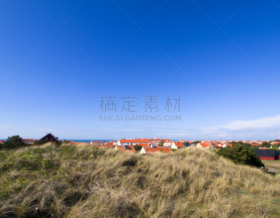 斯卡恩,古老的,skagerrak,日德兰半岛,滨草,天空,水平画幅,无人,夏天,户外