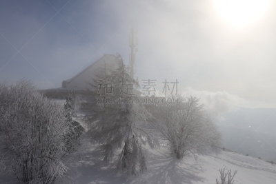 萨瓦,les bauges,艾克斯-累班,法国,风景,冬天,图像,阿尔卑斯山脉,雪,宏伟