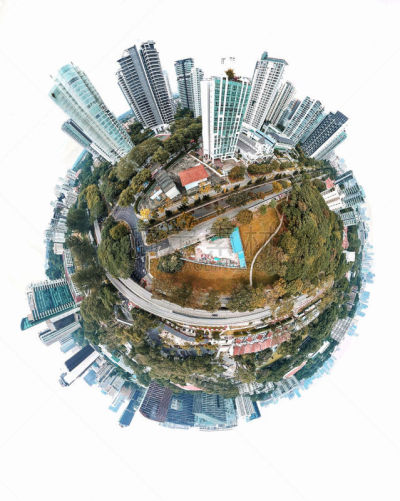小的,行星,无人,新加坡,360度景观,垂直画幅,图像,小星球的格式,城市,无人机