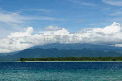 吉利岛,印度尼西亚,水,度假胜地,水平画幅,沙子,巴厘岛,无人,火山地形,圣吉吉海滩