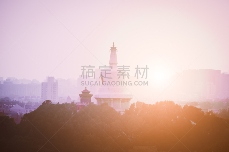 北京,都市风景,佛塔,母球,北海湖,北海公园,晕影效果,阶调图片,戏剧性的天空,宏伟