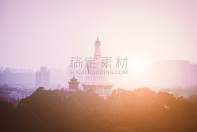 北京,都市风景,佛塔,母球,北海湖,北海公园,晕影效果,阶调图片,戏剧性的天空,宏伟