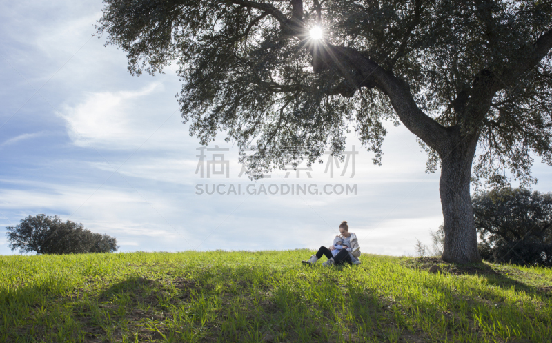 自然,连续性,天空,水平画幅,单身母亲,户外,草,完美,自由,想法