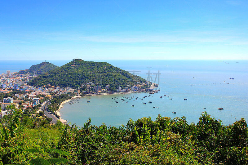 头顿半岛,早晨,海滩,水平画幅,无人,户外,都市风景,越南,山,著名景点