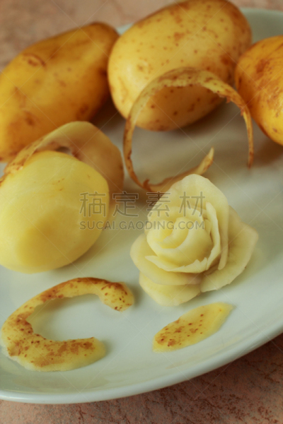 精制土豆,玫瑰,垂直画幅,素食,无人,巨大的,生食,组物体,装饰菜