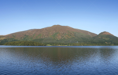 斯基多峰,英格兰湖区,黄昏,巴森斯韦特湖,水平画幅,山,无人,蓝色,户外,湖