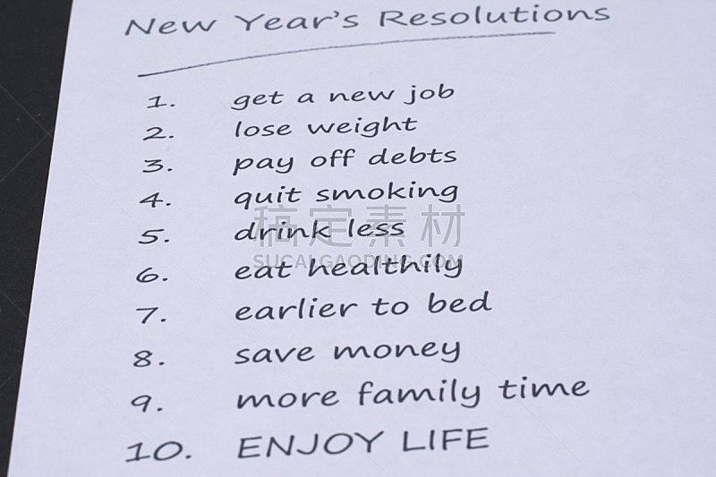 新年前夕,水平画幅,无人,新年,健康,决心,债务,动机,清单