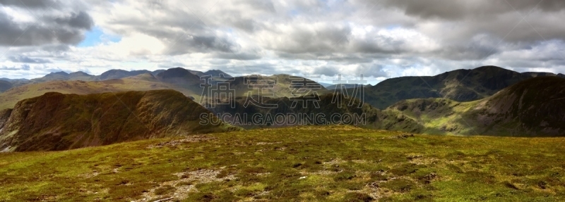 阴影,日光,在上面,布兰得瑞德山,霍尼斯特山口,斯科菲峰,浮利特维斯峰,大盖博山,温来特,英格兰湖区