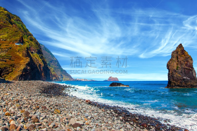 海岸线,马德拉,自然美,水,天空,美,气候,水平画幅,大西洋,大西洋群岛