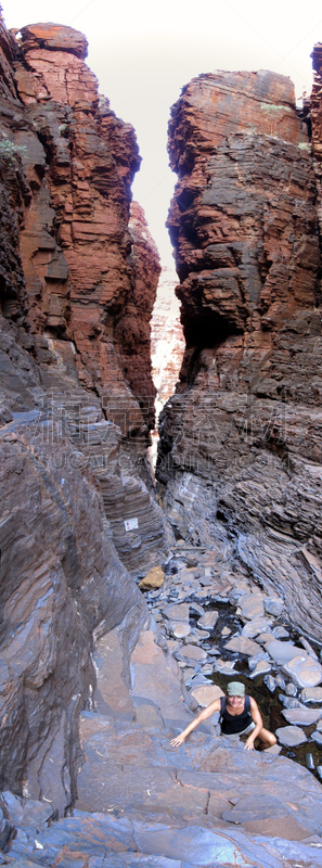 西澳大利亚,温诺峡谷,the pilbara,垂直画幅,沟壑,沙子,旅行者,夏天,户外,湖