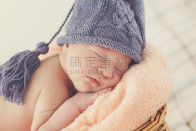 男婴,篮子,新生儿,幸福,羊毛帽,美,钩针编织品,新的,半身像,水平画幅