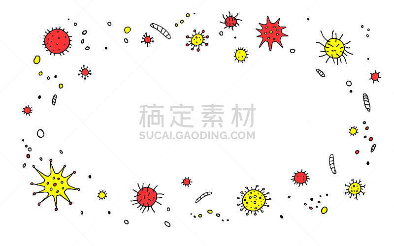 边框,分子,病毒,背景,日冕形病毒,乱画,手,细菌,轮廓线画,轮廓