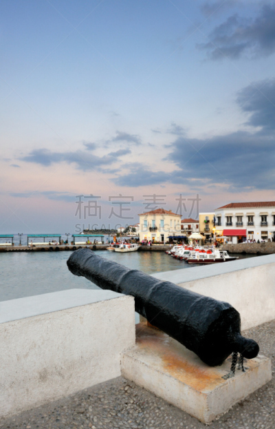 斯佩察岛,炮,岛,古老的,垂直画幅,水,墙,海港,欧洲,旅行者