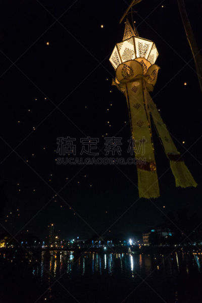 泰国,清迈省,元宵节,天空,传统庆典,灯笼,传统,符号,气球,户外