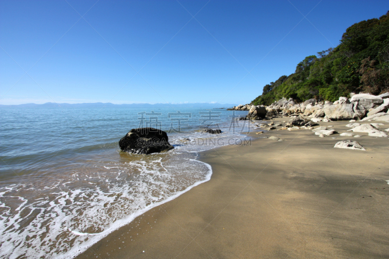 新西兰,海滩,自然,天空,水平画幅,地形,无人,蓝色,夏天,户外