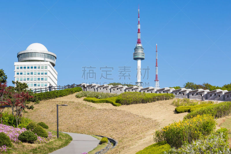 韩国,首尔南山公园,南山塔,水平画幅,夜晚,英文字母n,大门,都市风景,现代,著名景点