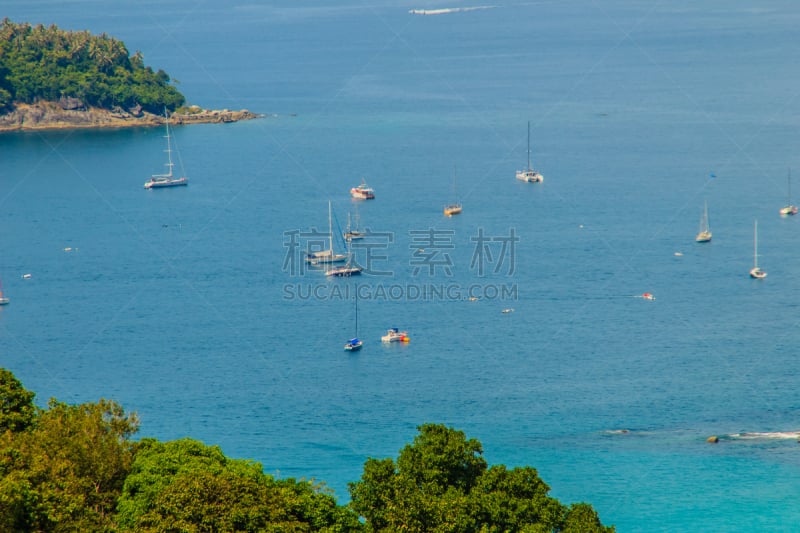 地形,普吉岛,泰国,海洋,海岸线,海滩,风景,沙子,船,卡隆海滩