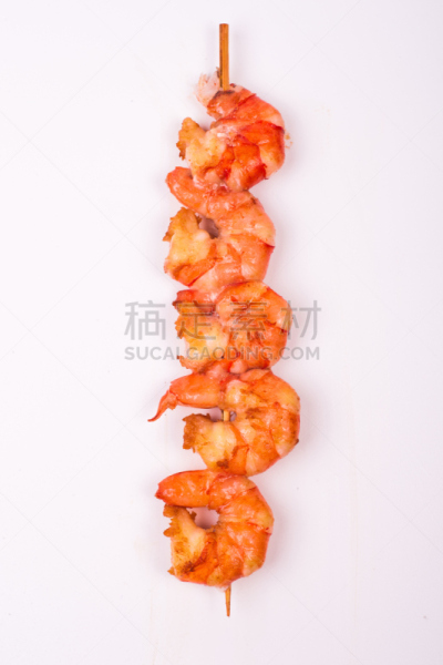 串肉签,明虾,黑色虎虾,虾,斑节对虾,垂直画幅,格子烤肉,无人,膳食,海产