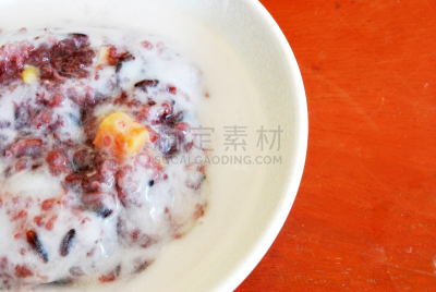 甜点心,黑糯米,椰汁,饮食,水平画幅,美味,甜食,摄影,吃