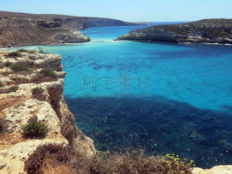 兰佩杜萨,岛,海洋,意大利,水,水平画幅,无人,全景,阿格利真托,夏天