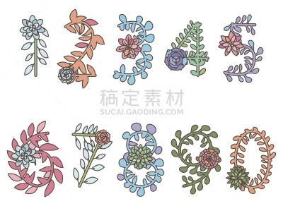 仙人掌,文字,肉质植物,矢量,字母,华丽的,信函,复古风格,枝繁叶茂,模板
